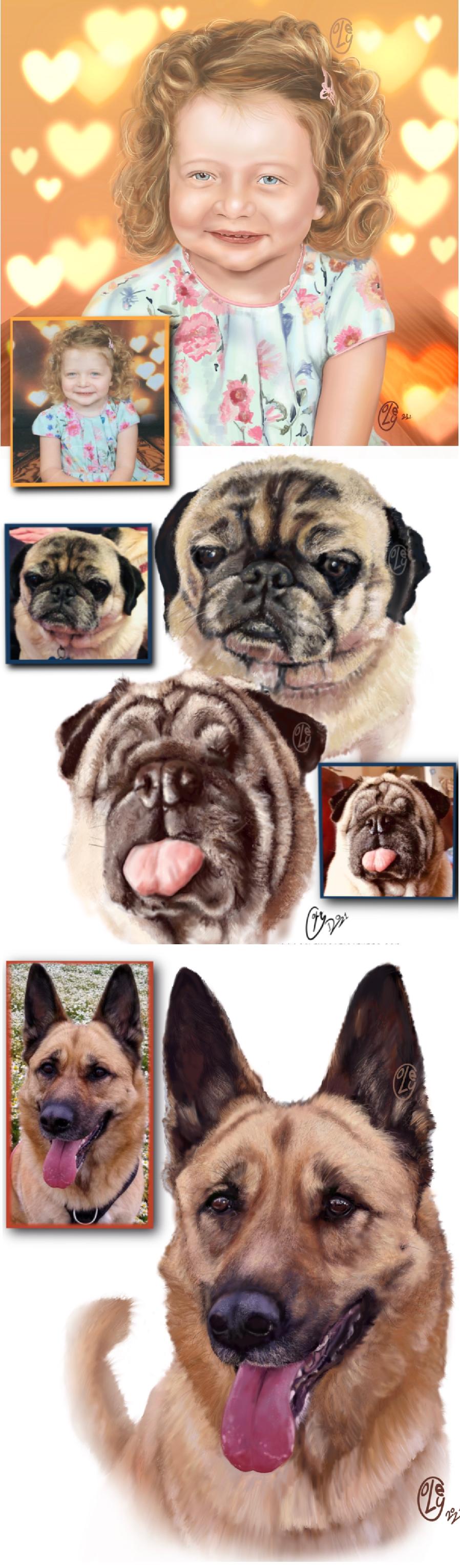 Realist portraits or people or your favourite pet , they can be immortalised. 